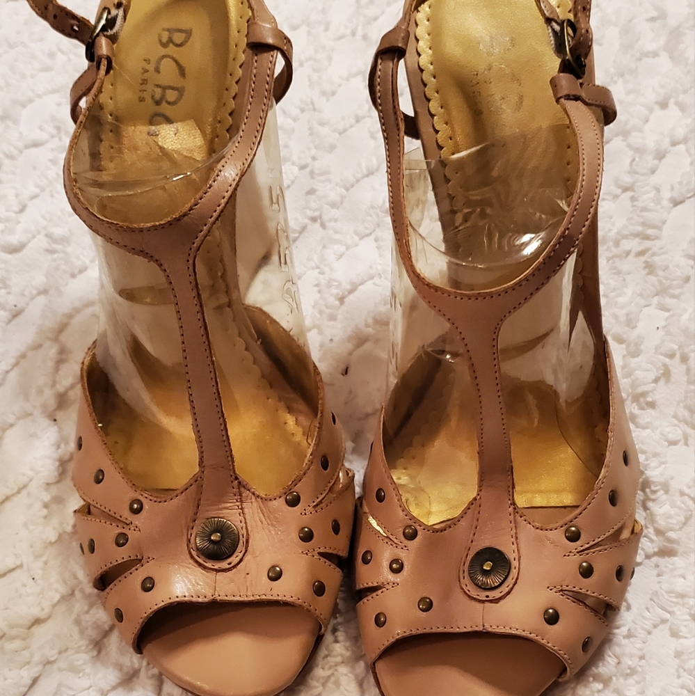 BCBG Paris nude wedges
